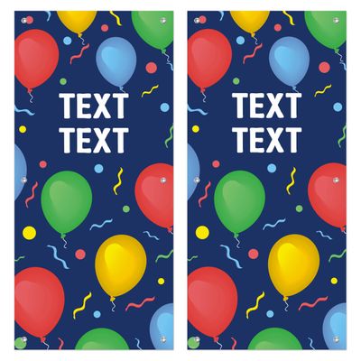 Birthday Party Decor For Kids Happy Birthday Colorful Balloons With Custom Text 2 Small Vertical Banners Set 24"x51" 2-Pack Personalized Vertical Vinyl Banners Color