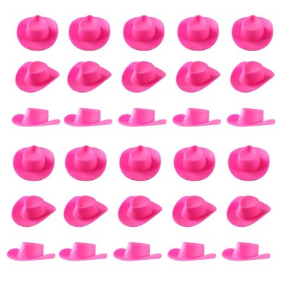 Cayway Cute Miniature Hat, 30 PCS Pink Plastic Mini Hats Plastic Cute Doll Hats Decoration Accessories for Party, Doll Dress Up, Cake Topper, Mini Garden Decor