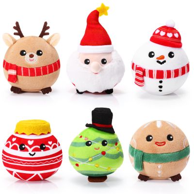 6 Pcs Christmas Plush Toy 3.15 Inches Stuffed Animal Santa Snowman Elk Gingerbread Plush Xmas Tree Ornaments Stuffed Keychain for Christmas Stocking Stuffers Winter Holiday Xmas Party Favors