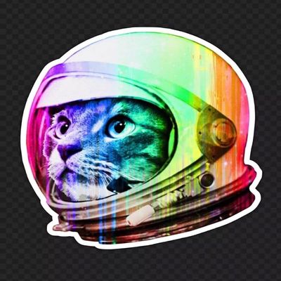 2 Space Cat Stickers (6) Colorful Alien UFO Funny Astronaut Meow Kitty Kitten