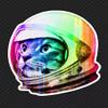 2 Space Cat Stickers (6) Colorful Alien UFO Funny Astronaut Meow Kitty Kitten view 1