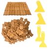 Cayway 300 PCS Mini Red Roof Tiles Set, Red Miniature Tiles with Scraper, Roof Tiles Fake Tiles Model Landscape Accessories Dollhouse Fake Tiles for DIY Dollhouse Bricks Diorama Fairy view 1