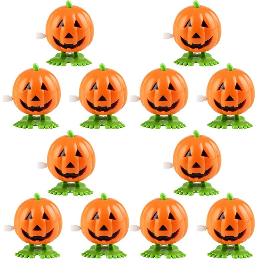 The Dreidel Company Halloween Pumpkin Wind-Up Toys, Birthday Party Favors, Novelty Toys for Boys and Girls, 2" Inches (12-Pack)
