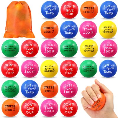 HyDren 100 Pcs Motivational Stress Balls 1.97 Inch Inspirational Stress Relief Ball Bulk Hand Exercise Balls Encouraging Colorful Foam Balls Anxiety Small Balls with Quotes for Adults Teens