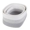 Home-Complete 3-pc Set, Woven Rope Basket Stylish Storage for Any Room in The Home or Office, Machine Washable, Nestable, White and Gray view 3