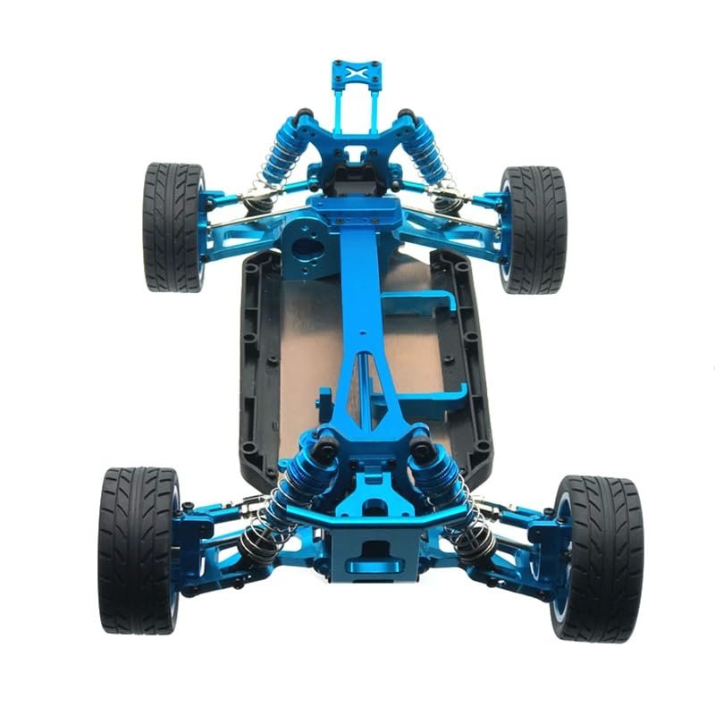KRYDN for WLtoys 124019 124017 1/12 RC Car Upgrade Parts All Metal Assembled Frame Chassis with Wheel Set Spare Accessories ( Color : Blue )