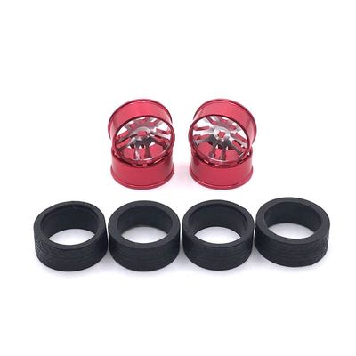 BAIJAC 284131 K989 K969 iw04m Mini-Q Mini-Z RC Car, Metal Upgrade Parts Drift Wheel & Soft Tire Skin Set, Modified Parts ( Color : Red )