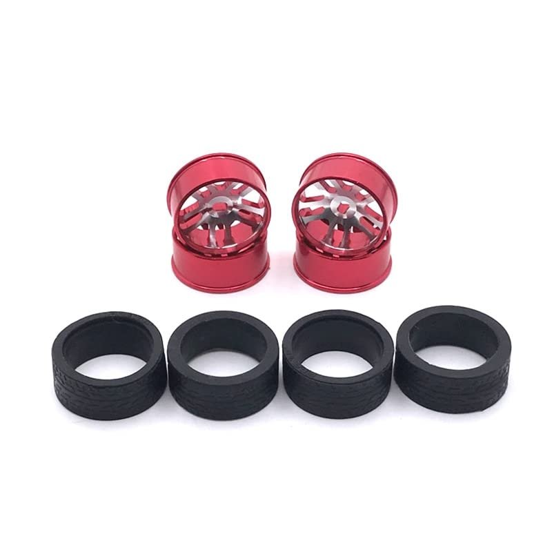 BAIJAC 284131 K989 K969 iw04m Mini-Q Mini-Z RC Car, Metal Upgrade Parts Drift Wheel & Soft Tire Skin Set, Modified Parts ( Color : Red )