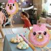 Zhanmai Pink Donut Piata with String, Bat and Blindfold Multicolor Colorful Piata for Reveal Shower Donut Grow up Theme Party Birthday Anniversary Party Shower Decorations view 2