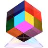 iKeelo Color Cube (50mm) with Stand - Cyan, Magenta & Yellow Subtractive Color Mixing - Mesmerizing Acrylic Prism for Desk Decor, A Fun Conversation Starter view 1