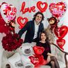 12 Pieces Valentines Day Balloons, Large I Love You Foil Balloons, Red Heart Shape Mylar Foil Balloon for Special Night Party Decorations view 2