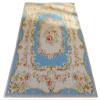 112 Scale Victorian Era Blue Ivory Aubusson Design Miniature Rug Red Pink Roses view 1