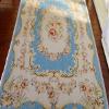 112 Scale Victorian Era Blue Ivory Aubusson Design Miniature Rug Red Pink Roses view 2