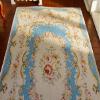 112 Scale Victorian Era Blue Ivory Aubusson Design Miniature Rug Red Pink Roses view 3