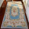 112 Scale Victorian Era Blue Ivory Aubusson Design Miniature Rug Red Pink Roses view 4