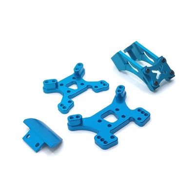 144002 144001 124017 124019 RC Car Metal Upgrade Kit, Shock Absorber Bracket & Rear Wing & Front Bumper, Multicolor ( Color : Blue )