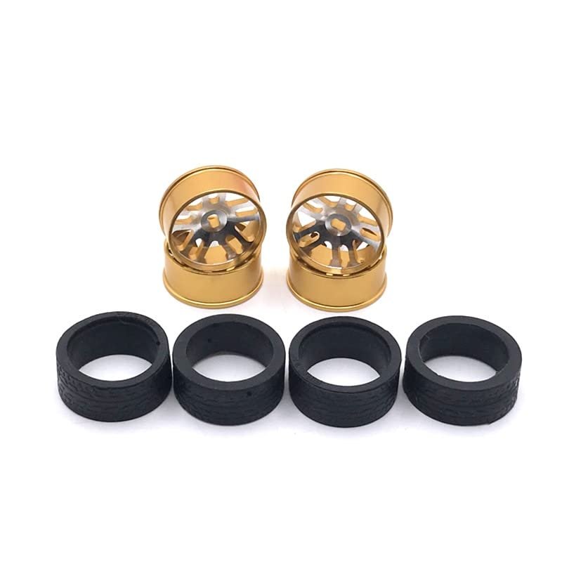 BAIJAC 284131 K989 K969 iw04m Mini-Q Mini-Z RC Car, Metal Upgrade Parts Drift Wheel & Soft Tire Skin Set, Modified Parts (Color : Gold)