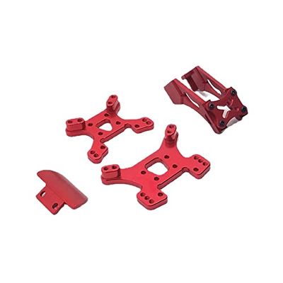 144002 144001 124017 124019 RC Car Metal Upgrade Kit, Shock Absorber Bracket & Rear Wing & Front Bumper, Multicolor ( Color : Red )