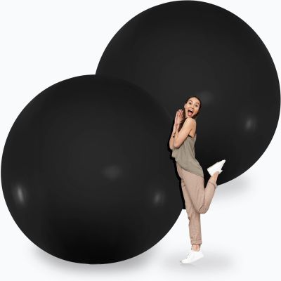 Leitee 2 Pcs 72 Inch Giant Balloons Round Latex Large Human Egg Jumbo Balloons Inflatable Air Decorations for Birthday Party Wedding Engagement(Black)