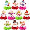10 Pieces Snowman Honeycomb Centerpieces Winter Theme Table Decorations Snowflake Birthday Table Centerpieces Table Topper for Kids Winter Party Christmas Holidays Supplies view 1