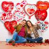 36 Pieces Red Heart Balloons, Happy Valentines Day I Love You Foil Mylar Balloons for Special Night Party Decorations view 3