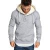 Maiyifu-GJ Men's Solid Color Sport Fleece Hoodie Casual Long Sleeve Henley Sweatshirt Slim Hooded Pullover With Kanga Pocket (Light Grey,X-Large) view 1