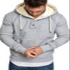 Maiyifu-GJ Men's Solid Color Sport Fleece Hoodie Casual Long Sleeve Henley Sweatshirt Slim Hooded Pullover With Kanga Pocket (Light Grey,X-Large) view 2