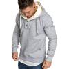 Maiyifu-GJ Men's Solid Color Sport Fleece Hoodie Casual Long Sleeve Henley Sweatshirt Slim Hooded Pullover With Kanga Pocket (Light Grey,X-Large) view 4