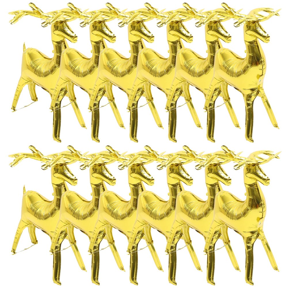 10pcs Cartoon Reindeer Foil Balloons for Christmas Party Decoration Festival Supplies for Wall Table Decor Create Joyful Atmosphere