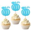 30 PCS Pumpkin Cupcake Toppers Glitter Fall Theme Cupcake Picks for Halloween Thanksgiving Pumpkin Theme Baby Shower Kids Birthday Party Cake Decorations Supplies Blue view 1