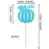 30 PCS Pumpkin Cupcake Toppers Glitter Fall Theme Cupcake Picks for Halloween Thanksgiving Pumpkin Theme Baby Shower Kids Birthday Party Cake Decorations Supplies Blue view 2