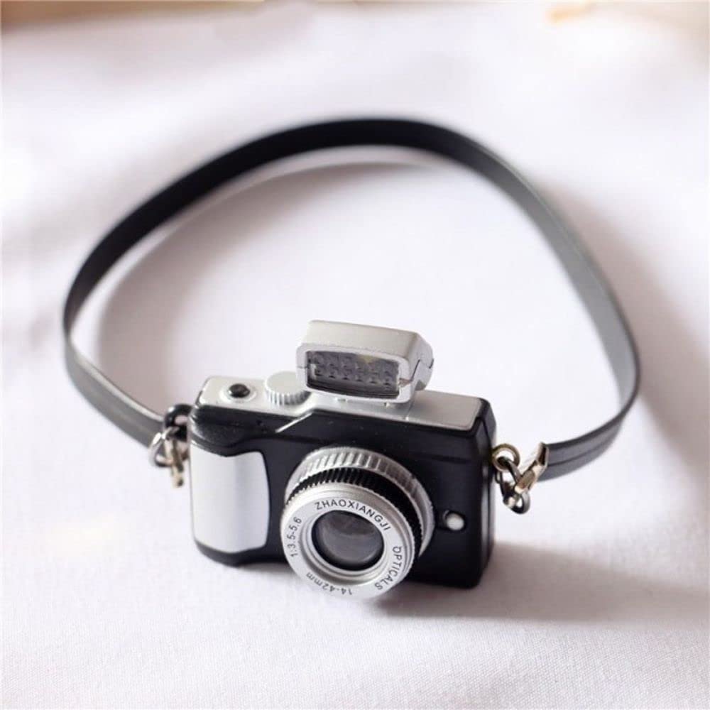 Dollhouse Miniature Camera 1Pc Dollhouse Miniature Digital SLR Camera Dolls House Decor Accessory for Dollhouse Decals Plastic Toy Camera(Style 1)