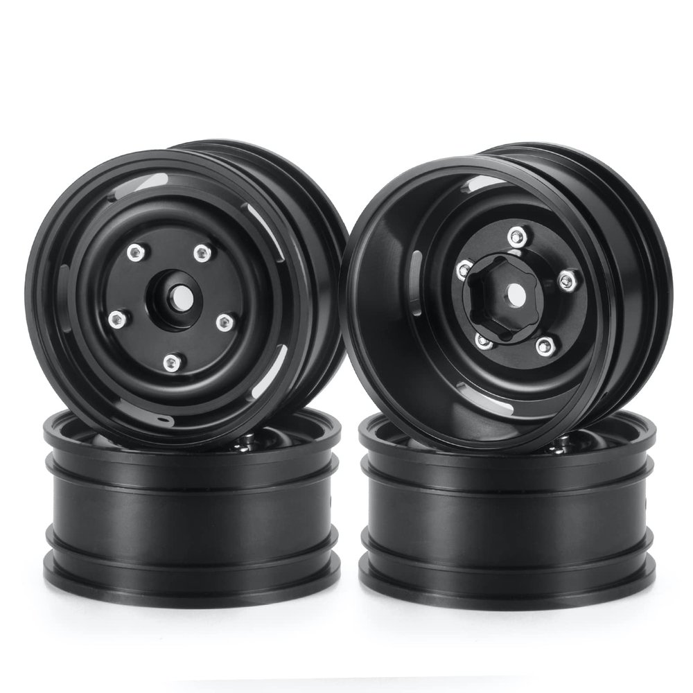 MOHERO 1.9" Beadlock Wheel Rim Hub 4pcs Metal Rims for 1/10 RC Crawler Car TRX4 SCX10 90046 (Black)