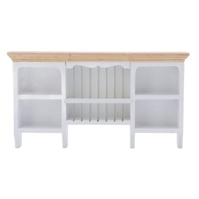 1/12 Miniatura Storage Cabinet Wall Mounted Hand Painted Dollhouse Cupboard Crafted Mini Shelf(White)