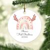Baby First Christmas Ornament, My First Christmas, Baby First Christmas, New Baby Ornament, Baby, Christmas Rainbow and Elk Antlers Baby, Baby Christmas Keepsake view 1