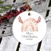 Baby First Christmas Ornament, My First Christmas, Baby First Christmas, New Baby Ornament, Baby, Christmas Rainbow and Elk Antlers Baby, Baby Christmas Keepsake view 3