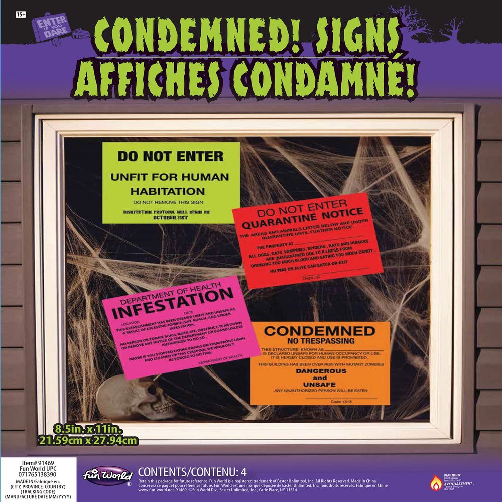SIGNS CONDEMNED 4 PACK