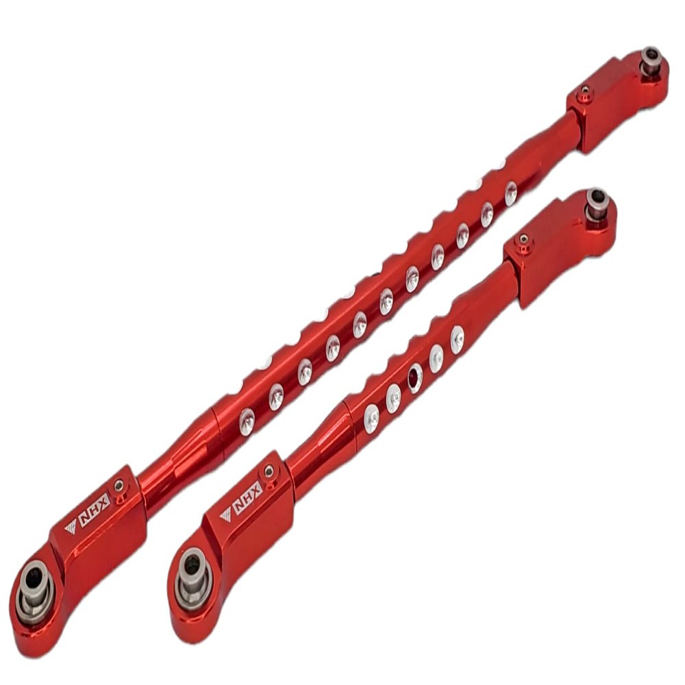 NHX RC Aluminum CNC Adjustable Steering Rod (2) -Red: Axial SCX6