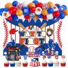 101 PCs Baseball Half Birthday Party Decorations, Hombae Concession Baseball Its My 1/2 Way to First Backdrop Balloon Garland Arch Cake Cupcake Topper Crown Poster Baseball Glove Bat 6 Months Blue view 1