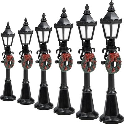 BESTOYARD Vintage Decor 6pcs Christmas Mini Street Light Models Villages Street Lamp Models Miniature Street Lights Street Light Models Xmas Small Street Lamp for Accessories Christmas Decor