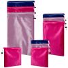 Amylove 9 Pcs Satin Drawstring Gift Bags for Adult, Pink, Purple, Navy Blue view 1