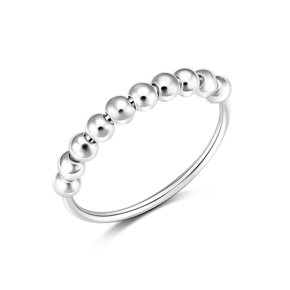 ELEGANZIA Anti Anxiety Ring for Women Sterling Silver, US size 5-9 Bead Ring Stress Relief Fidget Ring for Men (7)