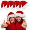 kortes 4 Pack Plush Kids Santa Hat, Unisex Christmas Hats Classic Velvet Fabric Comfort Double Line Plush Santa Hat for Kids Children Toddler New Year Party Supplies (Red-4Pack) view 1