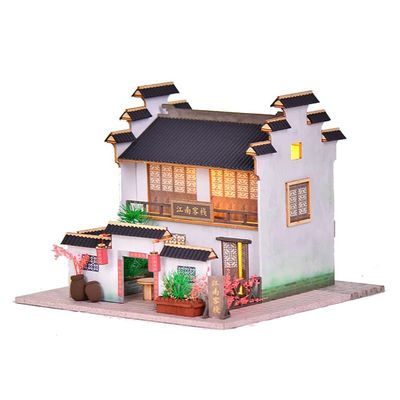 TOPBSFARNY Dollhouse Miniature Handmade House Kit Hong Scene Handmade Model DIY Wooden LED Light Model Collection Crafts Birthday Gift (BM335)