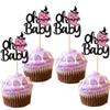 24 Pack Baby Shower Halloween Cupcake Topper Glitter Happy Boo Day Ghost Cupcake Pick Baby Shower Birthday Happy Halloween Party Cupcake Decoration Supplies Black Pink view 1