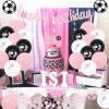 Sursurprise Soccer Birthday Party Decorations for Girls - Pink Banner, Garland, Cake Topper, Balloon for Sports Theme Party Supplies view 2