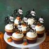 24 Pack Baby Shower Halloween Cupcake Topper Glitter Happy Boo Day Ghost Cupcake Pick Baby Shower Birthday Happy Halloween Party Cupcake Decoration Supplies Black White view 4
