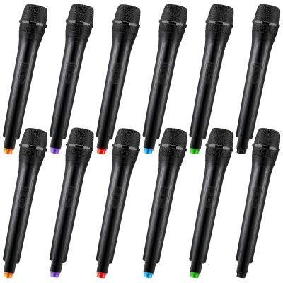 Sanwuta 6 Pcs Fake Microphone Prop Toy Plastic Microphone Prop Halloween Play Pretend Toy for Karaoke Costume Cosplay Reporter Stage Birthday Party Favors, 10.4 in