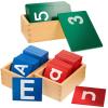 Henoyso 3 Sets Sandpaper Letters with Boxes Lower and Capital Case Sandpaper Numbers Sensory Tactile Letters Alphabet for Learning Education Easter Gift(Bright)