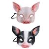 Pig Head Mask Cosplay Costume Masquerade Halloween Half Face Horror Fancy Party Props (Black) view 3